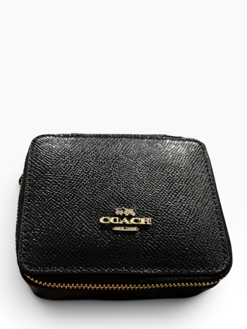 COACH Travel Jewelry Case Small Black Leather Accessory Box